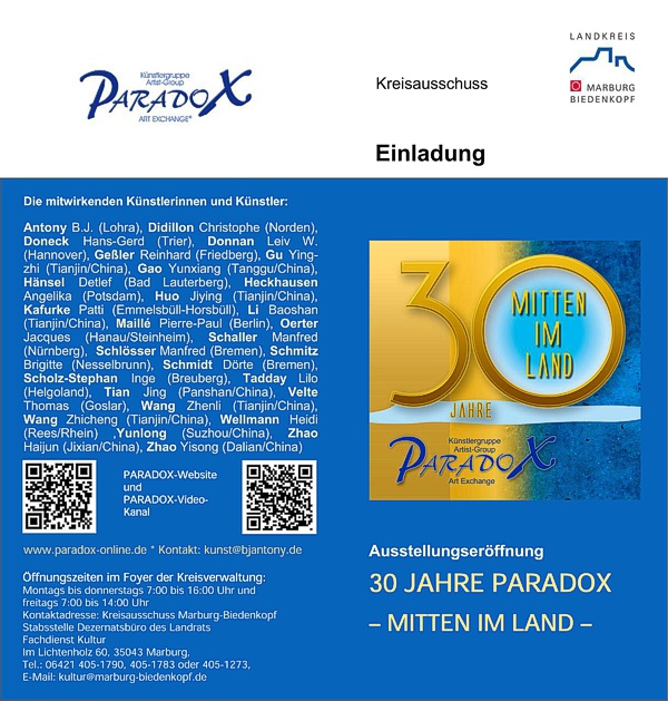 Einladung "30 Jahre PARADOX - Mitten im Land" Einladung "30 Jahre PARADOX - Mitten im Land"