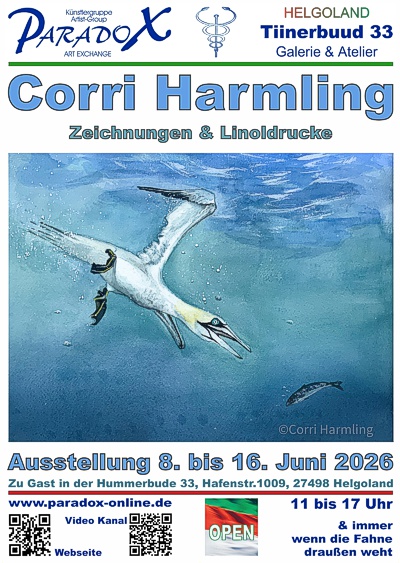 Hummerbude PARADOX Plakat Ausstellung Corri Harmling 2026 Hummerbude PARADOX Plakat Ausstellung Corri Harmling 2026