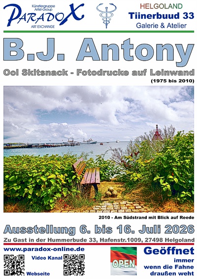 Hummerbude PARADOX Plakat Ausstellung B.J. Antony 2026